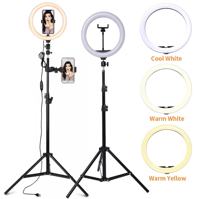 Photography Lighting With Umbrella - 6/10/12 Inch LED Selfie Ringlicht Dimbaar
