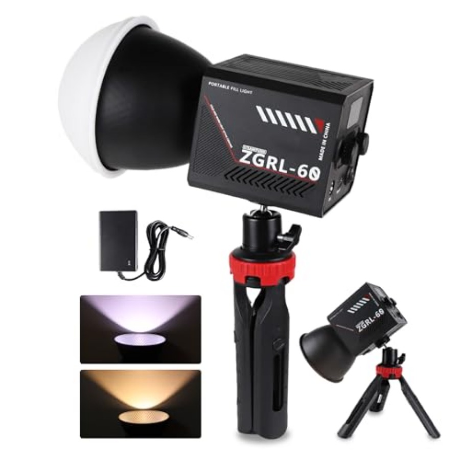 Photography Lighting Spotlight - 60W COB LED-videolamp Handheld draagbaar met
