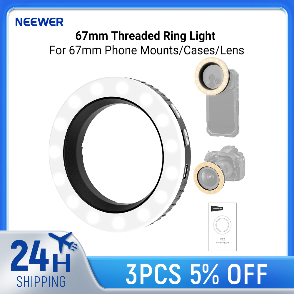 Photography Lighting Overhead - NEEWER Basics 67mm Ringlamp met schroefdraad
