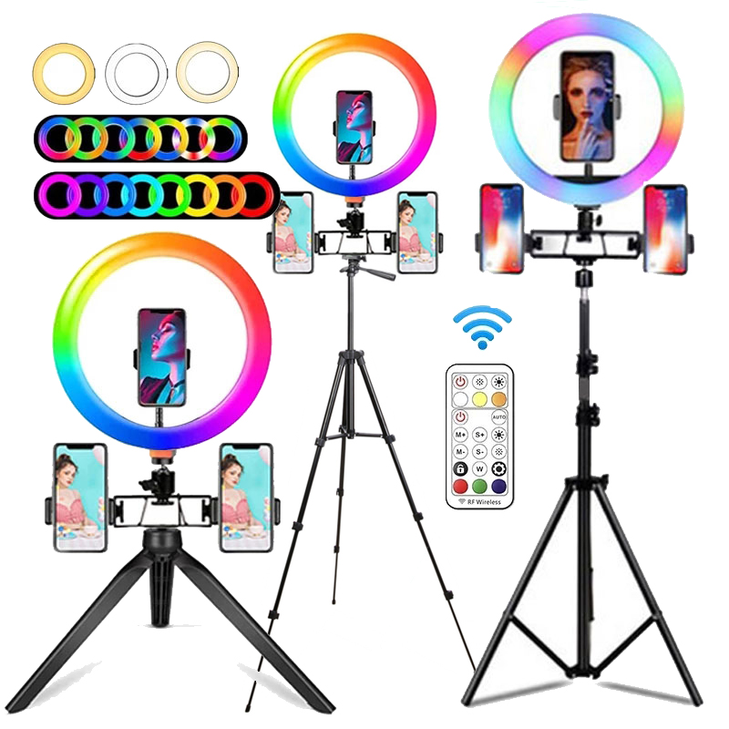 Photography Lighting With Umbrella - 10 inch RGB Ringlamp met afstandsbediening,