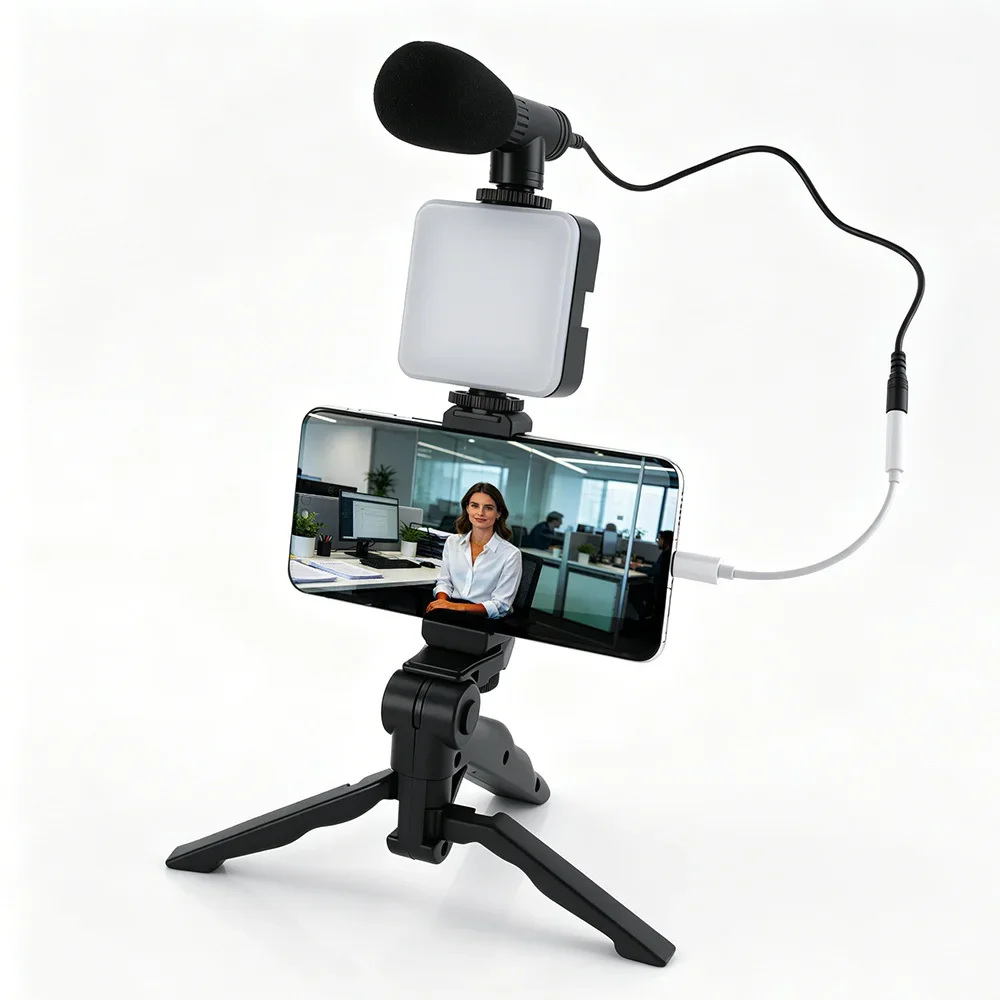Photography Lighting Kit Portable - Smartphone Vlogging Kit LED Videolamp Camera