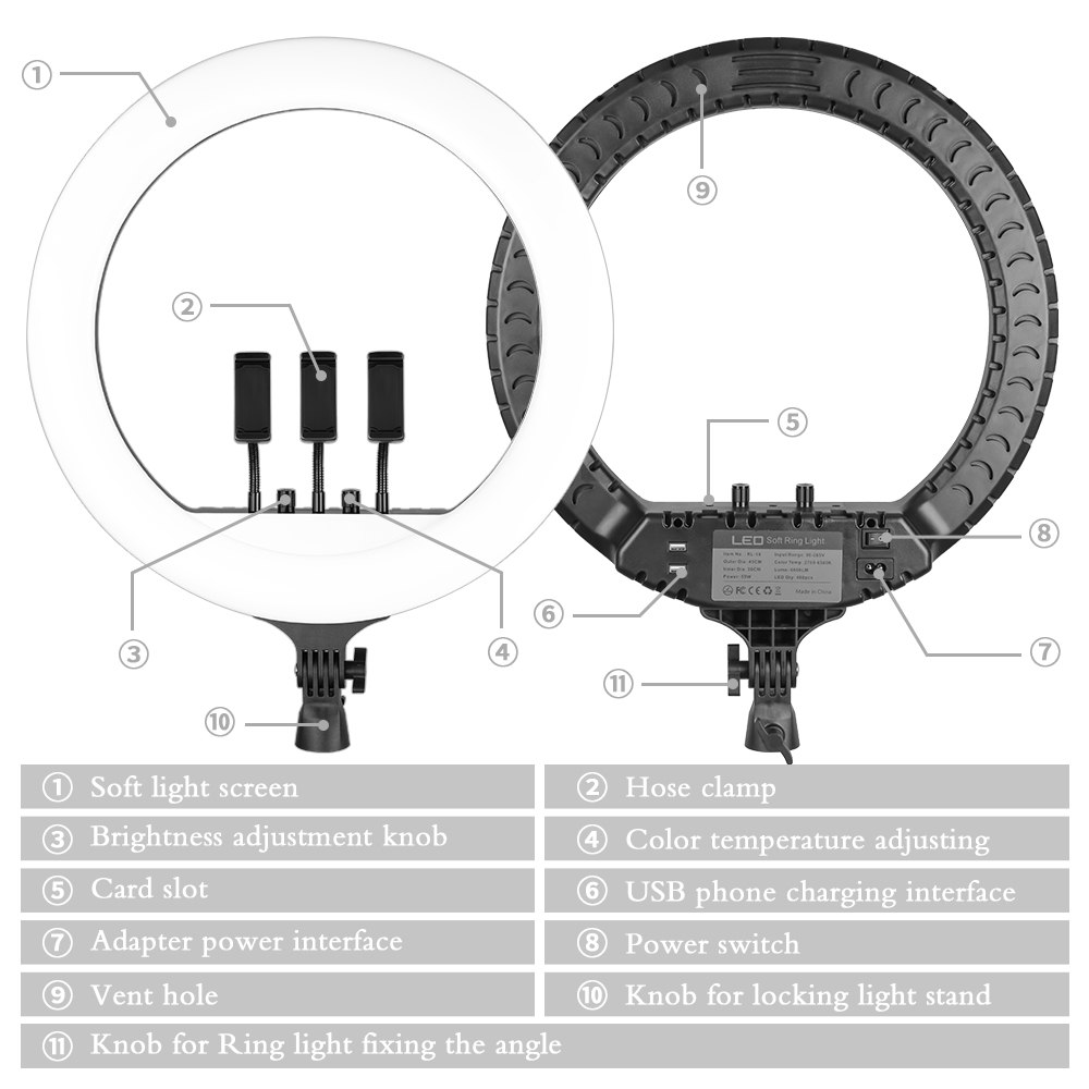 SH 18 Inch Knob Ring Light LED - Photography Lighting With Umbrella recensie en prijs