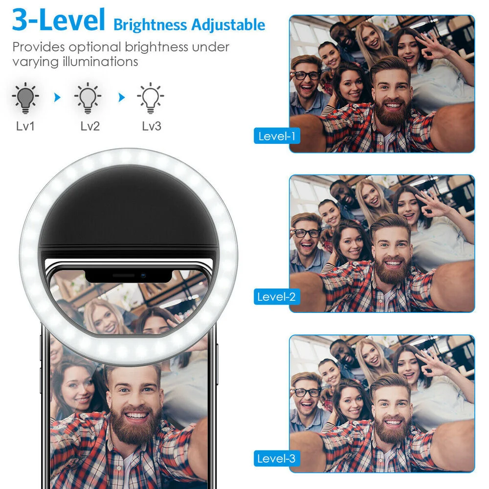 Oplaadbare clip-on selfie ring - Photography Lighting Spotlight recensie en prijs