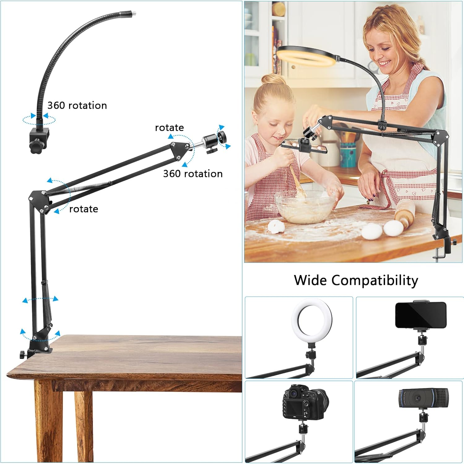 Ringlicht met standaard en tel - Photography Lighting Overhead recensie en prijs