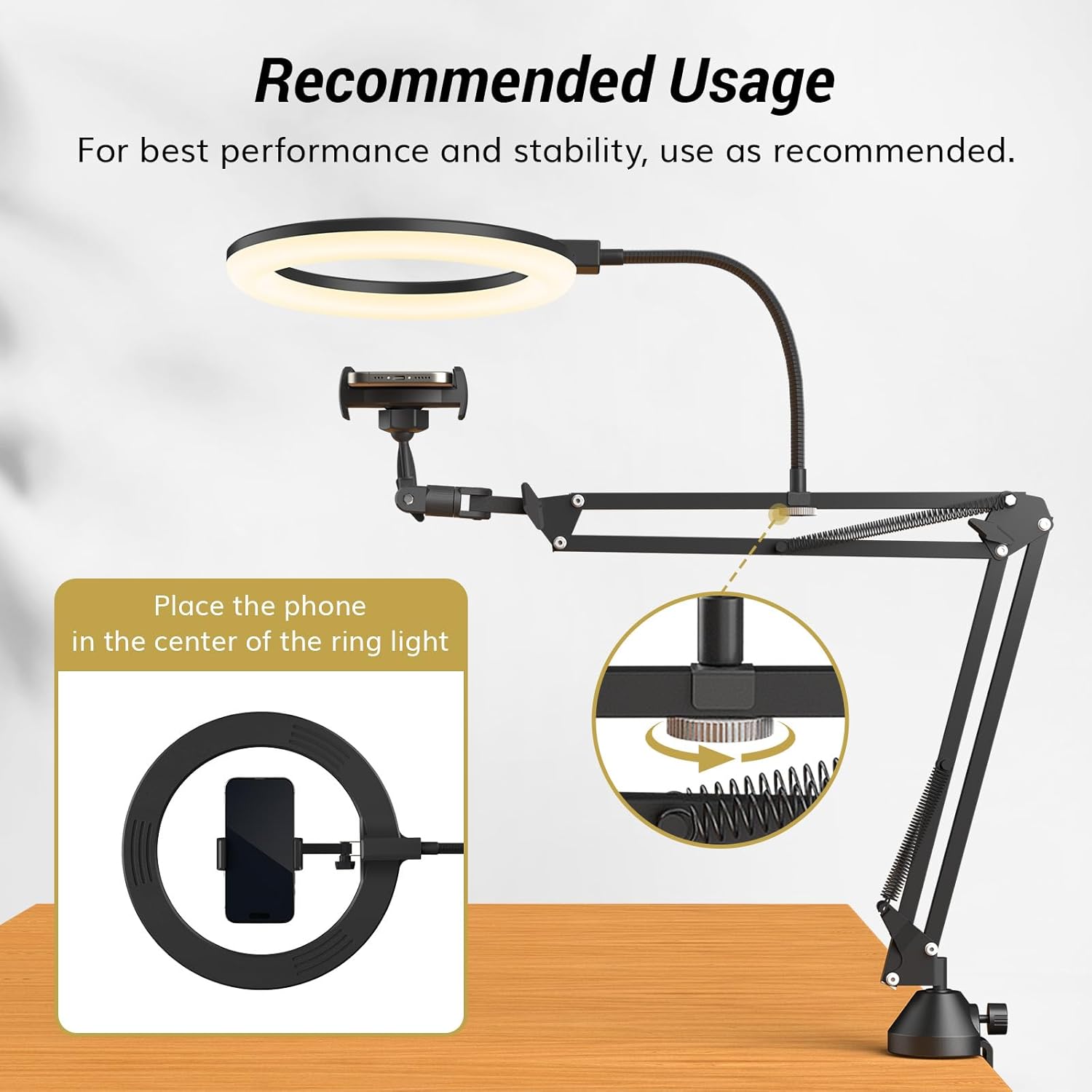 Ringlicht met standaard en tel - Photography Lighting Overhead recensie en prijs